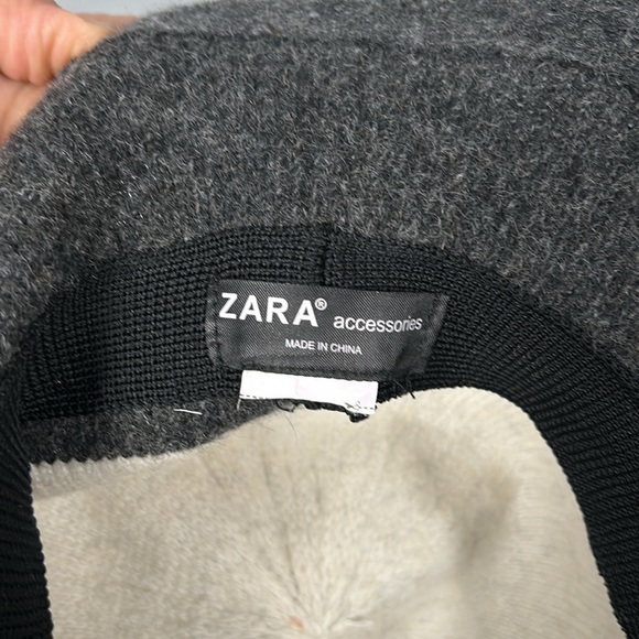 Zara Gray Cream Wool Blend Hat - gently used - Picture 5 of 11